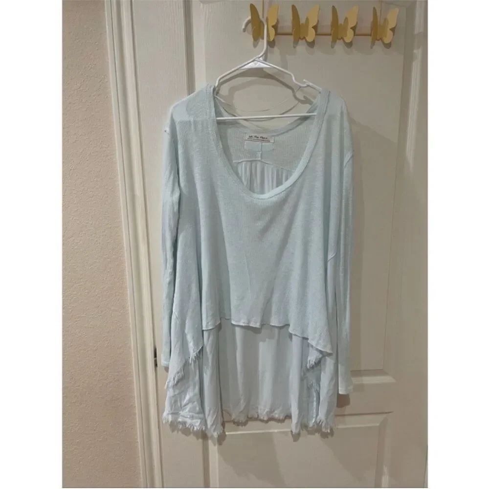Free People We the Free High Low Ribbed knit long sleeve blouse size medium